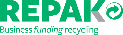 Repak logo with tagline Business funding recycling